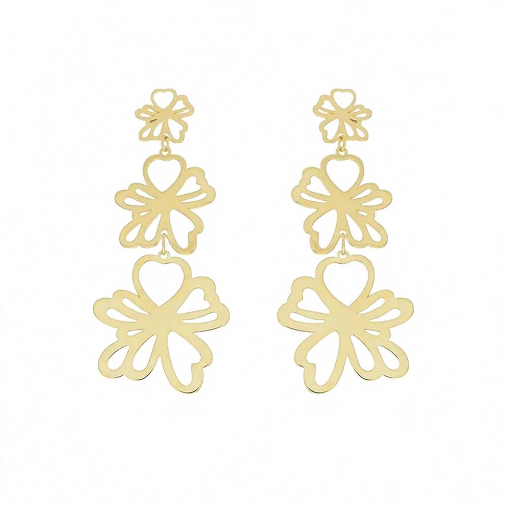 NEW SHEILA FAJL women's golden bloom cascade earrings in shiny gold